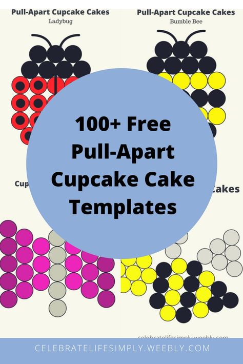 Over 100 Pull-Apart Cupcake Cake Templates | Animals Graduation Cupcake Cake, Pull Apart Cupcake, Cupcake Template, Cupcakes Design, Ladybug Cupcakes, Pull Apart Cupcake Cake, Ideas Cupcakes, Pull Apart Cake, Cake Pulls