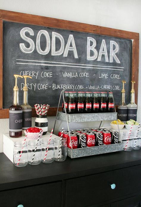 Festa Rock Roll, Coke Float, Soda Bar, Graduation Party Planning, Vanilla Coke, High School Graduation Party, Drink Station, Party Bars, Simple Game