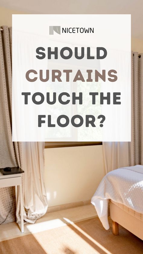 Hover Curtains or Floor Length Curtains, is the most common curtain length style and it’s popular amongst customers probably because of its simplicity and casual look. One of the underlying questions when choosing curtain length is whether or not curtains should touch the floor. Since most windows do not extend all the way to the ground the answers to this question may vary. Curtains On Floor, Curtains Not Touching Floor, How To Hang Curtains With Tall Ceilings, Curtain Length Guide Bedrooms, Puddle Curtains, Curtains Too Long, Puddled Curtains, Curtain Length Guide, Floor Length Curtains