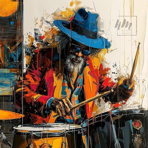 Best Painting Ever, Music Art Painting, Illustration Kunst, Drums Art, Musician Art, Graphic Wall Art, Retro Kunst, Music Painting, Black Art Painting