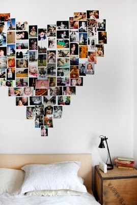 everyday treasures fromThe Domestic Curator: Dorm Room Picture Collages Picture Heart Wall, Dorm Room Pictures, Polaroid Collage, Dorm Sweet Dorm, Display Family Photos, Dorm Life, Renovation Design, Up House, Design Del Prodotto