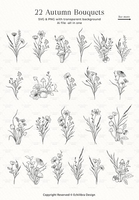 Autumn Floral Line Art Fall Flowers Hand Drawn Autumn - Etsy Canada Fall Line Drawings, Fall Flower Drawings, Flower Line Art Simple, Autumn Line Art, Card Making Flowers, Line Art Svg, Botanical Line Art, Floral Line Art, Simple Drawings