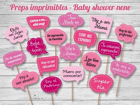 Props + Juegos Imprimibles Baby Shower, Photo Booth Carteles - $ 230,00 en Mercado Libre Moldes Para Baby Shower, Baby Shower Games Coed, Baby Shower Photo Booth, Diy Baby Shower Decorations, Outdoor Baby Shower, Unisex Baby Shower, Fun Baby Shower Games, Jungle Baby Shower, Baby Shower Photos