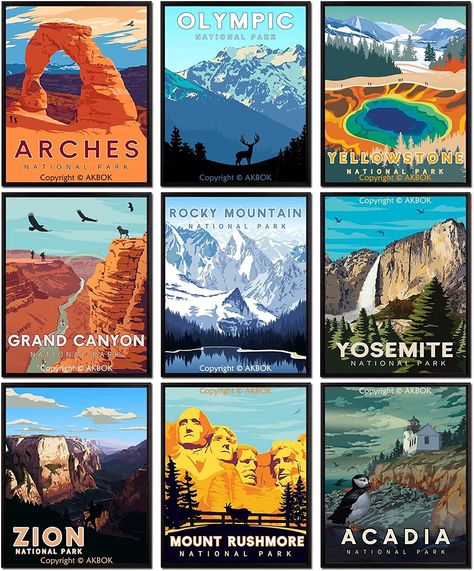 National Parks Art, Vintage National Park Posters, Vintage National Park, National Park Travel, Mountain Wall, National Park Posters, National Parks Trip, Park Art, Mountain Wall Art