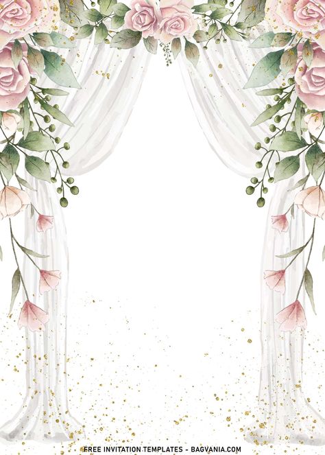 Invite Design Template, Wedding Background Illustration, Floral Wedding Invitations Template, Double Arch Wedding, Wedding Invitations Templates Free, Invitation Card Design Templates, Backgrounds For Invitations, Floral Background Design, Floral Template