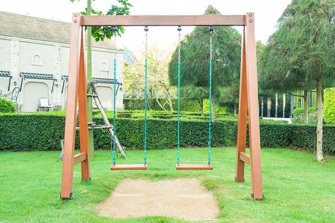 Adult Swing Set Diy, Diy Swing Frame, Swingset Garden Trellis, Diy Swingset, Backyard Swing Ideas, Homemade Swing Set, Swingset Ideas, Diy Swing Set With Slide, Waterfalls Pictures