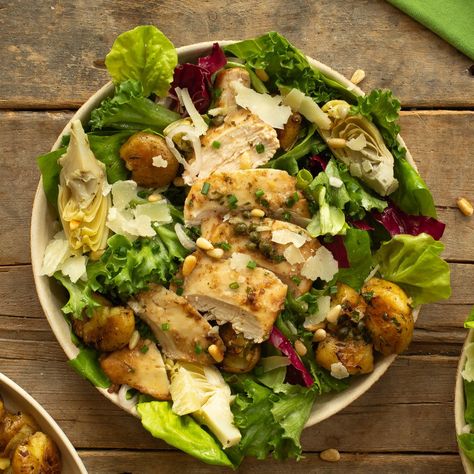 Chicken Piccata Salad - Ten Pound Cake Company Chicken Piccata Salad, Composed Salad, Veal Piccata, Lemon Chicken Piccata, Piccata Recipe, Perfect Chicken, Low Carb Sides, Summer Recipes Dinner, Chicken Piccata