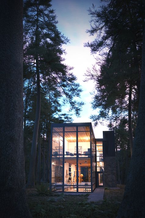 Dawn Arrives, Thomas Berard on ArtStation at https://www.artstation.com/artwork/yxPR5 Bohlin Cywinski Jackson, Building Skin, Modern Villa Design, Innovative Architecture, Modern Architecture House, Design Milk, Glass House, Residential Design, Residential Architecture