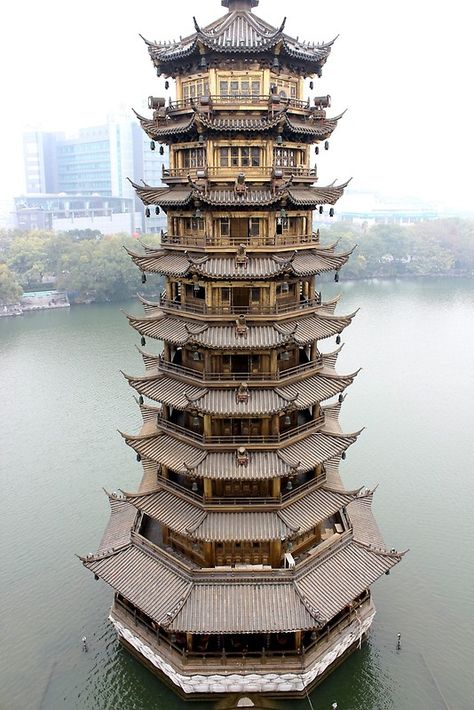 Sun Pagoda, Guilin, Guangxi, China by DaveLambert Guilin China, Itinerary Planner, Asian Architecture, Guilin, Halong Bay, Amazing Buildings, Chinese Architecture, China Travel, Bhutan