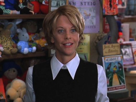 Kathleen Kelly Outfits, Meg Ryan You’ve Got Mail Outfits, You've Got Mail Outfits, Kathleen Kelly Style, Meg Ryan You've Got Mail, Youve Got Mail, Dressy White Blouses, Kathleen Kelly, Librarian Chic