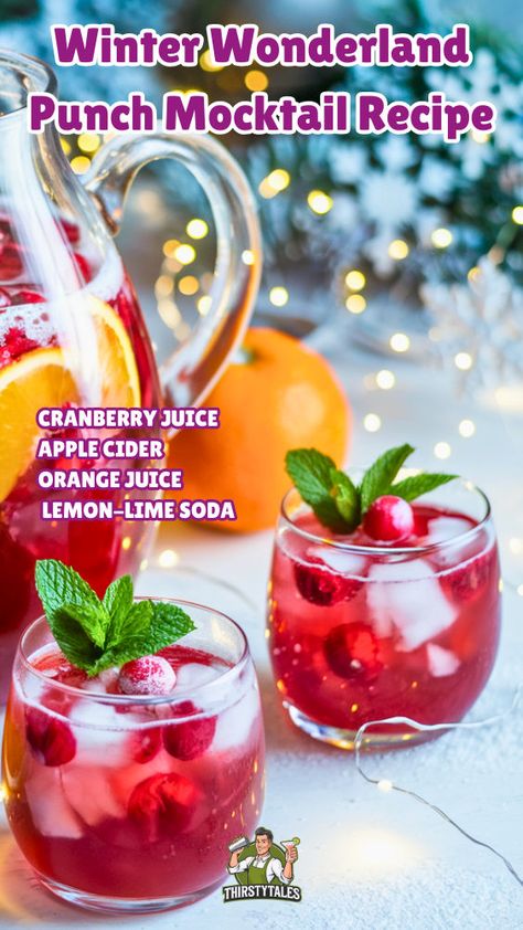 "Discover the ultimate Winter Wonderland Punch mocktail recipe that's perfect for your holiday gatherings! This delightful non-alcoholic cocktail combines festive flavors, making it an ideal choice for winter party drinks. Impress your guests with this refreshing beverage that fits perfectly into your collection of mocktail recipes and festive beverage ideas. Celebrate the season with this vibrant and tasty Winter Wonderland Punch, perfect for all ages!" Winter Wonderland Punch, Winter Party Drinks, Punch Mocktail, Drinks Mocktail, Beverage Ideas, Non Alcoholic Cocktails, Lemon Lime Soda, Mocktail Recipes, Festive Drinks