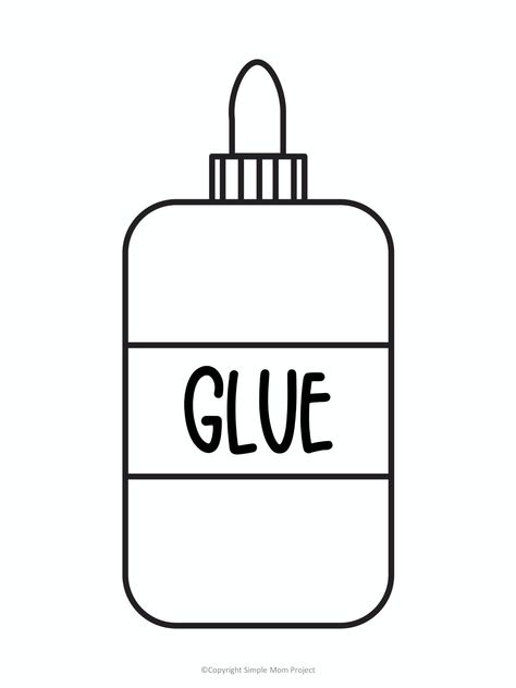 Glue Bottle Drawing, Glue Bottle Craft, First Day Of School Projects, Glue Clipart, Preschool Glue, Glue Drawing, Waffle Art, Scissors Drawing, Simple Mom Project