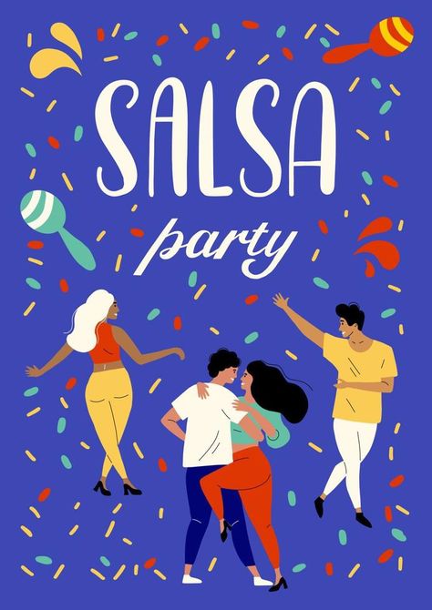 Latin dance party. Bachata and Salsa Dance Festival. The dancers move rhythmically. Poster and poster for a night disco. Lovers move passionately Disco Poster, Salsa Party, Salsa Dance, Dance Festival, Salsa Dancing, Latin Dance, Dance Party, Dancer, Festival