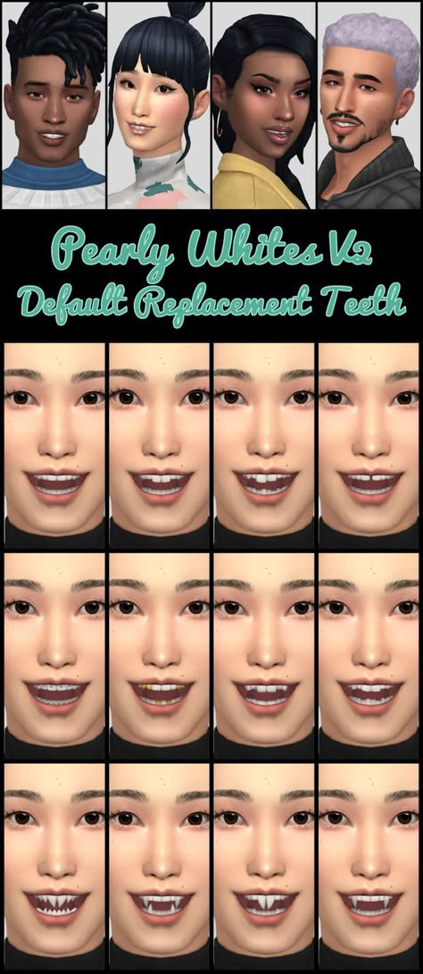 Mermaid Teeth, Teeth Caps, Sims 4 Cas Mods, Crooked Teeth, Cute Tooth, Gap Teeth, Tooth Replacement, Grills Teeth, The Sims 4 Packs