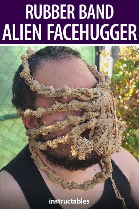 Make a Facehugger from the Alien movie entirely out of rubber bands. #Instructables #Halloween #prop #upcycle #reuse Alien Facehugger, Spider Bracelet, Futuristic Party, Face Hugger, Alien Movie, Alien Face, After Prom, Halloween Prop, Aliens Movie