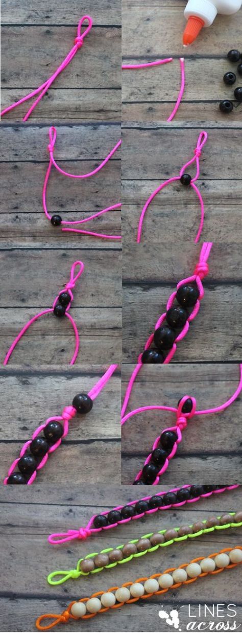 Fidgets Diy, Different Types Of Beads, Types Of Beads, Diy Jewlery, Camping Crafts, Silk Cord, Bracelet Tutorial, Diy Schmuck, Girl Scouts