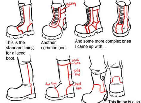 Boot Tutorial Drawing, How To Draw Combat Boots Step By Step, Combat Boot Drawing Reference, Bottom Of Boot Reference, Boots Tutorial Drawing, Combat Boots Reference Drawing, Hiking Boots Drawing Reference, Boot Art Reference, Leather Boots Drawing Reference