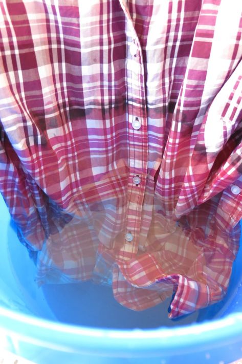 DIY Fashion: How to Ombré Bleach or Bleach Dye a Shirt | Bellatory Dip Bleach Flannel Diy, Bleaching A Flannel Shirt, Bleach Ombre Shirt, Distressed Flannel Shirts How To, Diy Distressed Flannel Shirt, Bleach Dipped Flannel Diy, How To Bleach Flannels Diy, How To Bleach Flannel Shirts, How To Bleach Flannel Shirts Plaid