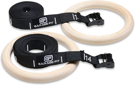 Garage Fit Wood Gym Rings, Wooden Gymnastic Rings, Fitness... Bodyweight Workout At Home, Indoor Play Gym, Gym Layouts, Best Gymnastics, Rings Workout, Gym Rings, Gymnastics Rings, Gymnastic Rings, Suspension Training