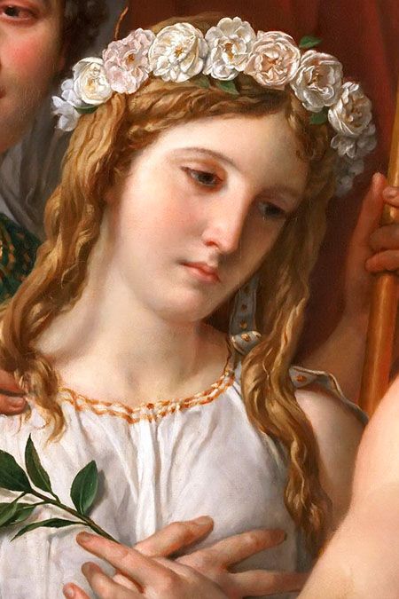 Traveling through history of Art...The Anger of Achilles, detail, by Jacques-Louis David, 1819. Women With Crown, Jacques Louis David, Dragon Oc, Achilles And Patroclus, Arts Magazine, Painting Details, Katsushika Hokusai, Art Details, Delicate Details