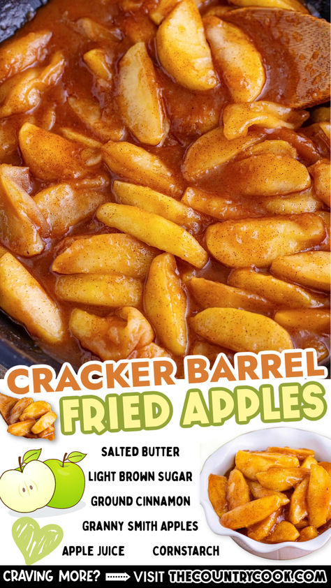 You can serve these perfectly sweet, tender southern Fried Apples for a quick and easy side dish or dessert. So simple and good! Breakfast Recipes With Fruit, Best Fried Apples Recipe, Thanksgiving Apple Side Dishes, Country Fried Apples, Recipe For Fried Apples, Sweet Side Dishes, Simple Side Dishes For Dinner, Scalloped Apples Recipe, Fried Apples Stovetop