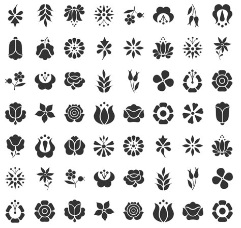 Kalocsai Flowers | 30 Free Dingbat Fonts You Should Download Immediately Czech Flower Tattoo, Folk Flower Tattoo, Dingbat Fonts, Motif Art Deco, Hungarian Embroidery, Folk Art Flowers, Folk Design, Flower Icons, Folk Embroidery