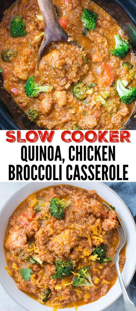 Quinoa Chicken Broccoli Casserole - The flavours of kitchen Quinoa Slow Cooker Recipes, Crockpot Broccoli, Slow Cooker Quinoa, Food Crockpot, Easy Toast, Slow Cooker Casserole, Crockpot Ideas, Broccoli Chicken, Chicken Broccoli Casserole