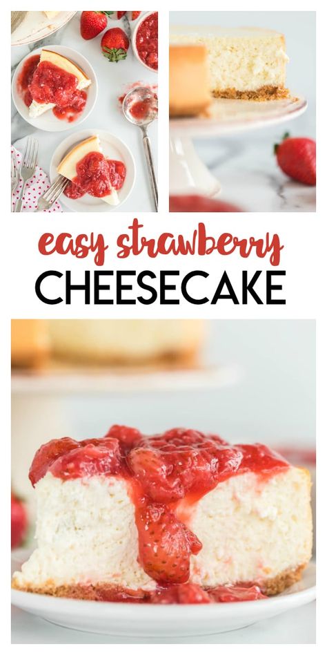 Diy Strawberry Cheesecake, Easy Strawberry Cheesecake Recipes, Best Strawberry Cheesecake Recipe, Bored Baking, Strawberry Cheesecake Recipe Easy, Homemade Strawberry Cheesecake, Creamy Cheesecake Recipe, Kids Desserts, No Bake Strawberry Cheesecake