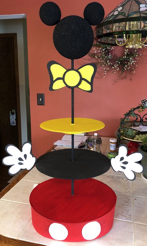 Mickey Mouse Cake Stand Diy, Mickey Mouse Party Centerpieces, Mickey Birthday Decorations, Mickey Mouse Birthday Cupcakes, Mickey Mouse Decor, Mickey Mouse Birthday Decorations Diy, Mickey 1st Birthday Boy, Mickey Mouse Birthday Centerpieces, Mickey Mouse Birthday Party Ideas