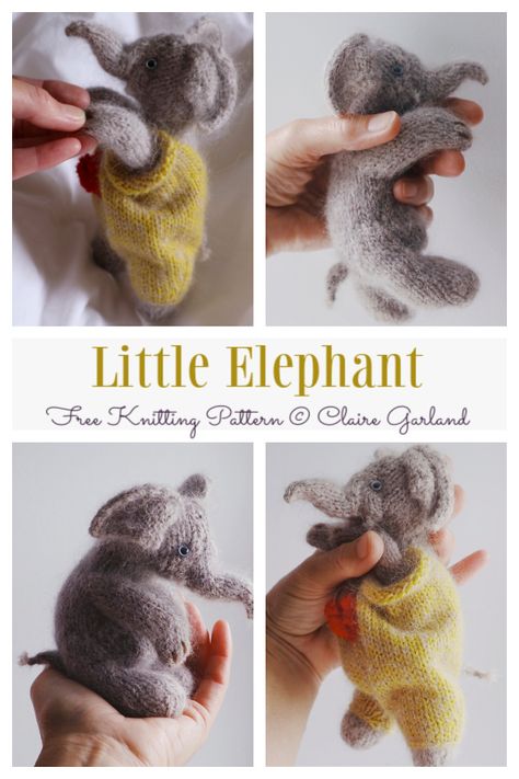 Dot Pebbles Patterns, Amigurumi Free Knitting Pattern, Free Knitting Patterns Stuffed Animals, Cute Knitted Animals, Free Amigurumi Knitting Patterns, Claire Garland Free Patterns, Easy Toy Knitting Patterns Free, Free Knit Animal Patterns, Knitted Elephant Pattern Free