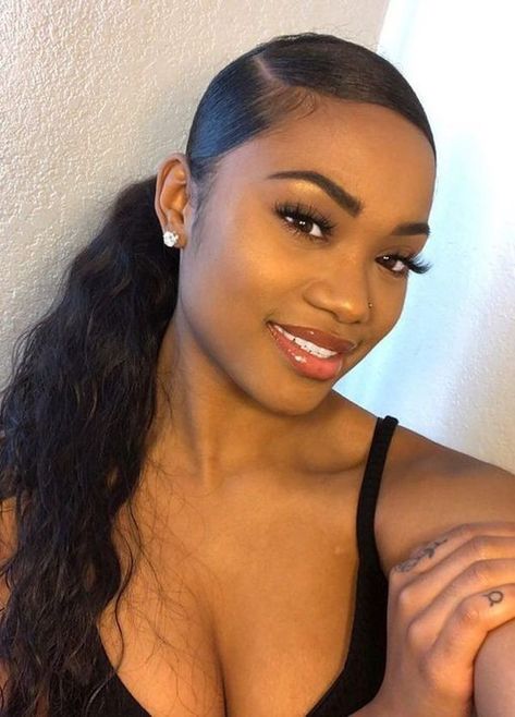 Low Pony Hairstyles, Long Ponytail Hairstyles, Low Ponytail Hairstyles, Pony Hairstyles, Sleek Ponytail Hairstyles, Ponytail Hairstyles Easy, Black Ponytail Hairstyles, Easy Hairstyles For Medium Hair, Graduation Hairstyles