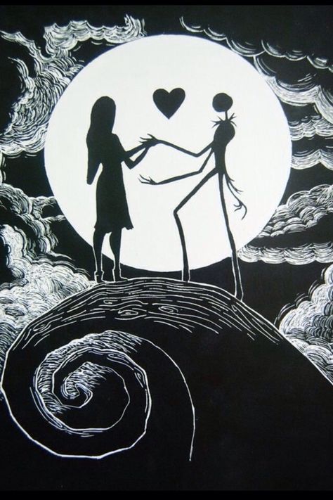 Did you know that jack and sally got married and had 3 kids? It's in the epilogue of the soundtrack Jack Y Sally, Jack The Pumpkin King, Baba Jaga, Tim Burton Art, Sally Nightmare, Tim Burton Movie, Karakter Disney, Jack And Sally, Skeletal