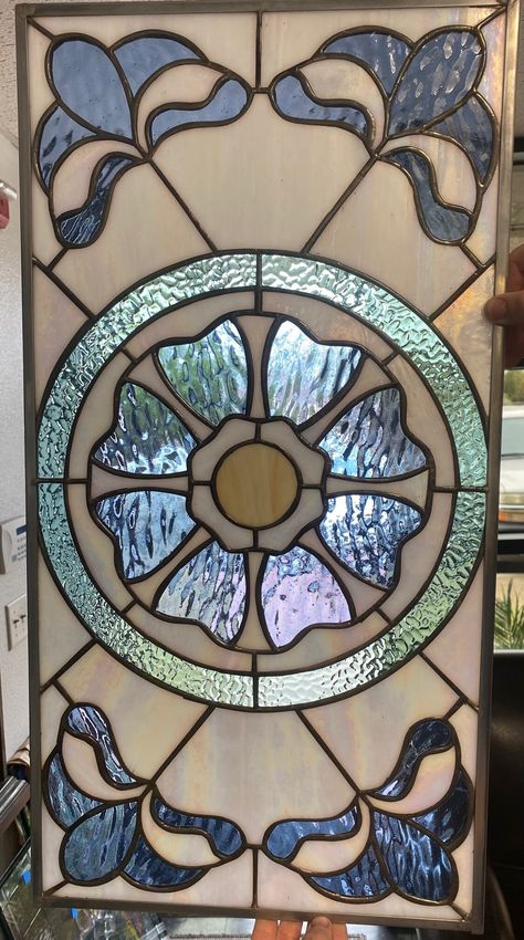 Victorian Stained Glass Panels, Inch By Inch, Flower Stained Glass, Stained Glass Door, Glass Window Art, Antique Stain, Stained Glass Window Panel, Victorian Flowers, Stained Glass Panel