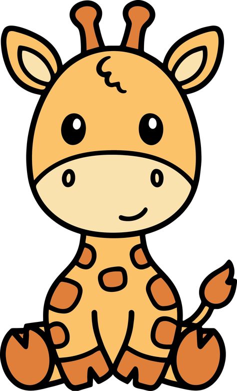 Zoo Animals Drawing, Animated Giraffe, Safari Template, Cute Giraffe Illustration, Giraffe Clip Art, Cute Giraffe Drawing, Easy Elephant Drawing, Drawing Pictures For Kids, Giraffe Clipart