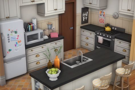 Sims 4 Interior Design Ideas Kitchen, Sims 4 Apartment Kitchen Ideas, Sims 4 Room Ideas Kitchens, Small Kitchen Sims 4, Cute Sims 4 Kitchens, Sims 4 Big Kitchen Ideas, Kitchen Idea Sims 4, Sims 4 House Interior, Sims4 Kitchen No Cc