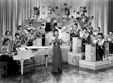 "The International Sweethearts of Rhythm photographed in the 1940s with Carline Ray on guitar, third from left in the second row." Shorpy Historical Photos, Alice Coltrane, Big Band Jazz, Vintage Photo Prints, Billie Holiday, Jazz Band, Big Band, Vintage Band, Historical Photos