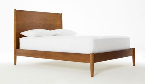 http://www.midcenturymrs.com/2013/01/mid-century-amazing-at-west-elm.html Mid Century Bedframe, Mid Century Bed Frame, West Elm Mid Century, West Elm Bedding, Modern Upholstered Beds, Mid Century Bed, Upholstered Storage Bed, Mid Century Nightstand, Contemporary Bed