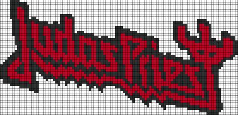 Pixel Art Grid, Art Rock, Judas Priest, Band Music, Alpha Pattern, Alpha Patterns, Stitch Embroidery, Friendship Bracelet Patterns, Perler Beads