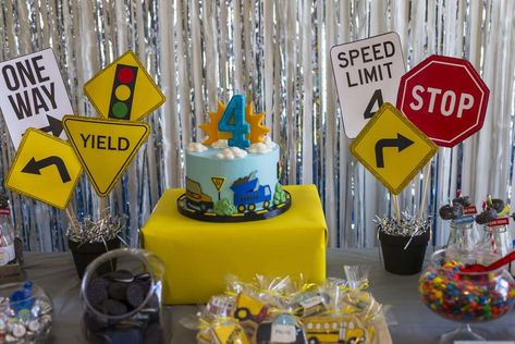 Riyaan's Transportation 4th Birthday party | CatchMyParty.com Vehicle Birthday Party Ideas, Transportation Birthday Party Ideas, Cars Trucks Birthday Party, Transportation Cake, Transportation Birthday Party, Transportation Party, 2nd Birthday Party For Boys, Transportation Birthday, Truck Birthday