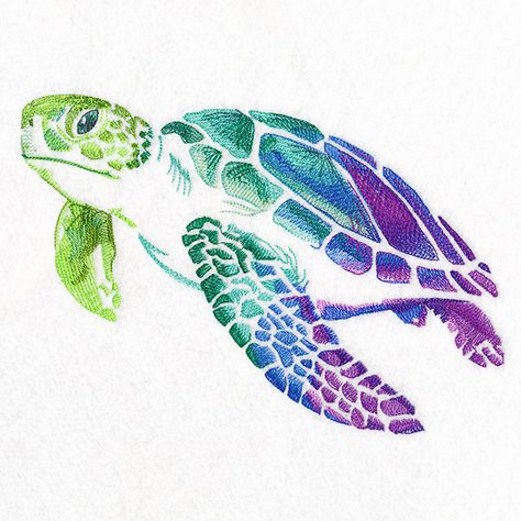 Spectrums of the Ocean Sea Turtle | Urban Threads: Unique and Awesome Embroidery Designs Embroidery Sea Turtle, Aquatic Embroidery, Sea Turtle Embroidery, Turtle Embroidery, Embroidered Turtle, Beach Embroidery, Mens Cards, Waffle Weave Towels, Animal Embroidery Designs