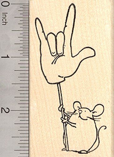 Valentines Day Rat Rubber Stamp Mouse with Sign Language Hand on Stick I Love You *** Click image for more details. Pet Vet, Craft Printing, Mythological Creatures, Flags Of The World, Valentine Day Love, Foil Stamping, Pet Loss, Sign Language, Ink Pad