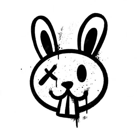 Premium Vector | Graffiti spray paint rabbit isolated vector Spray Paint Graffiti Ideas, Spray Paint Tattoo, Graffiti Art Characters, Spray Paint Ideas Graffiti, Graffiti Art Ideas, Spray Paint Art Ideas, Wallpaper Iphone Graffiti, Drawing Ideas Graffiti, Emo Graffiti