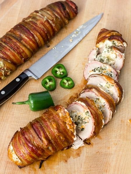 Jalapeño Popper Stuffed Smoked Pork Tenderloin Wrapped in Bacon Smoked Armadillo Eggs Recipe, Smoked Pork Tenderloin, Cooking Pork Tenderloin, Smoked Pork Loin, Queso Cottage, Jalapeno Popper Recipes, Bacon Wrapped Pork, Poppers Recipe, Stuffed Pork