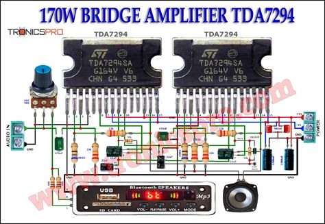 170W Bridge Amplifier TDA7294 Circuit Diagram Tda7294 Subwoofer Amplifier, Tone Control Circuit Diagram, Amplifier Circuit Diagram, Magnetic Generator, Basic Electronic Circuits, Home Electrical Wiring, Diy Amplifier, Learn Computer Coding, Subwoofer Amplifier