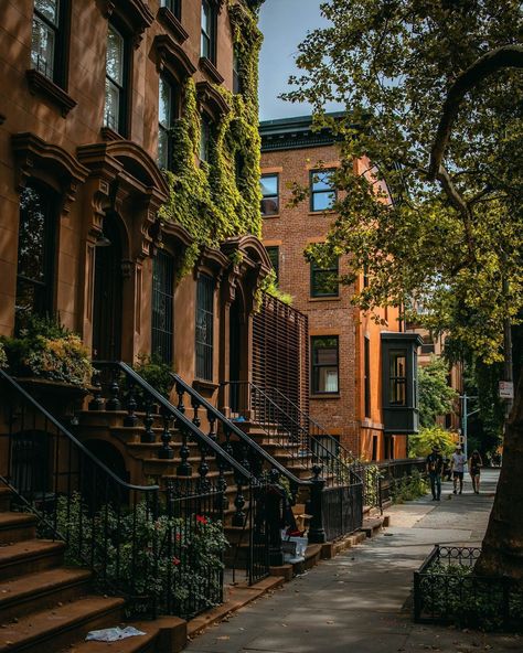 | This residence is four bays, including three bays in an angled projection; rough-faced brownstone box stoop, featuring curved coping… | Instagram Window Lintel, Entryway Window, Nyc Brownstone, Window Grilles, New York Brownstone, West Village Apartment, Narrow House Plans, Nyc History, Window Sills