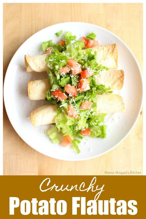 Baked Potato Flautas – so EASY and just 5 ingredients. Ready in minutes. They make the perfect appetizer for Cinco de Mayo. No one can say no to these tasty bites! A Mexican appetizer by Mama Maggie's Kitchen Latina Kitchen, Potato Flautas, Mexican Appetizer, Corn Tortilla Recipes, Mexican Appetizers, Authentic Mexican Recipes, Authentic Mexican Food, Most Popular Pins, How To Cook Potatoes