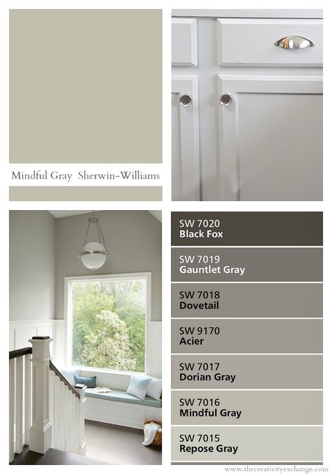 Sherwin Williams Mindful Gray. Verstile Neutral Paint Color. Sherwin Williams Mindful Gray, Sherwin Williams Paint Gray, Gray Sherwin Williams, Interior Paint Color, Mindful Gray Sherwin Williams, Interior Paint Colors For Living Room, Warm Grey Paint Colors, Gray Paint Colors, Interior Paint Colors Schemes