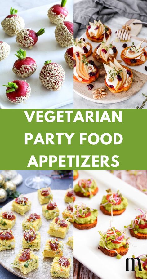 Discover easy finger foods and delicious vegetarian appetizers perfect for any gathering! Dive into snacks, veggies, and party nibbles in this article. Save this pin to your party board and get inspired by 50+ vegetarian party snacks. Easy Appetizers Veggie, Easy Healthy Finger Foods For Party, Party Snacks For Adults Vegetarian, Cheap Healthy Party Food, Easy Party Appetizers Vegetarian, Small Bites Appetizers Vegetarian, Appetizers And Finger Foods, Elegant Vegan Appetizers, Appetizers Without Meat