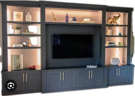 Living Room Furniture Uk, Built In Tv, Built In Wall Units, Media Units, Built In Entertainment Center, Feature Wall Living Room, Built In Shelves Living Room, Home Bar Rooms, Living Room Wall Units