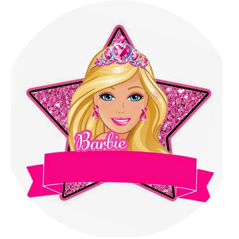 Barbie Cake Topper Printable, Barbie Topper, Barbie Cake Topper, Topper Barbie, Barbie Stickers, Barbie Decorations, Happy Birthday Clip Art, Topper Name, Baby Food Jar Crafts